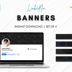4 LinkedIn Banner Templates | Data & Technology Style | Showcase Your Personal Brand | Minimal LinkedIn Background | Canva Template