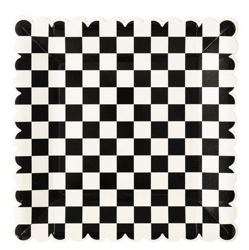 Black White Checkered Paper Plate I Halloween Party I Paper Plates I Birthday Party I Two Fast Birthday I Cute Paper Plate I