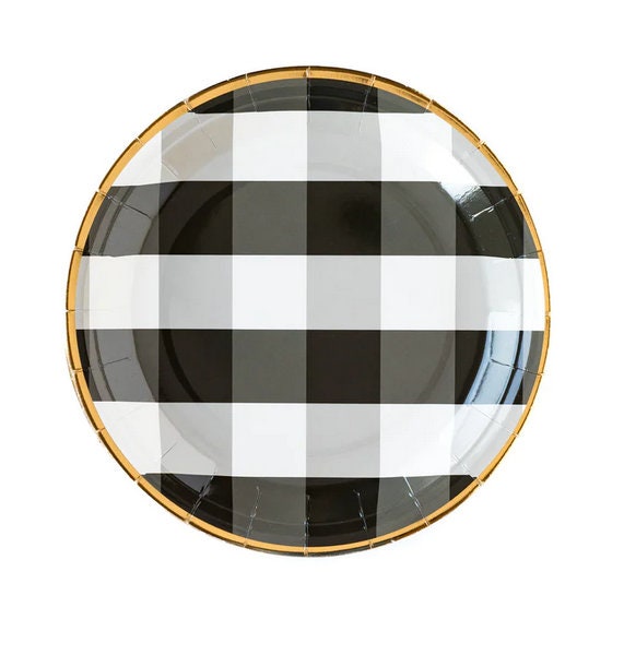 Buffalo Check Paper Plate 8 ct 9 Mothers Day Brunch I Spring Plates I Birthday I Baby Shower Easter Plates Black Checkered