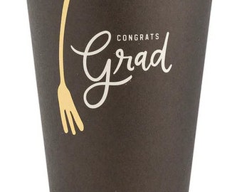 Congrats Grad Paper Cup 12oz cups 8ct | Graduation Party | Graduation 2024 | Graduation Tableware | Congrats Grad Decor |