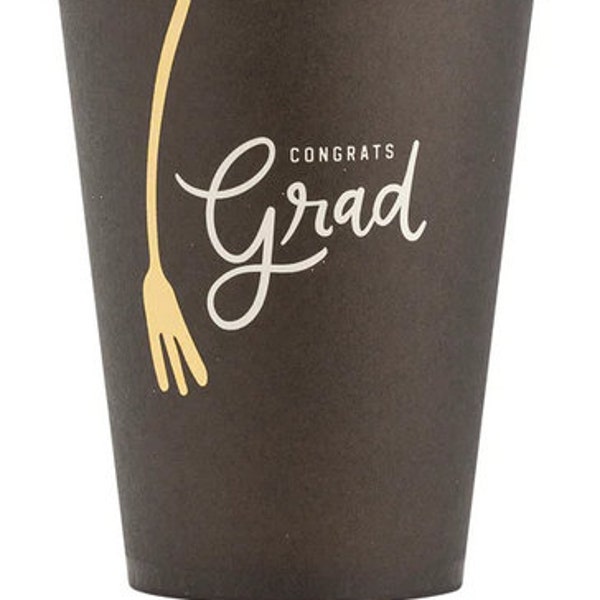 Congrats Grad Paper Cup 12oz cups 8ct | Graduation Party | Graduation 2024 | Graduation Tableware | Congrats Grad Decor |