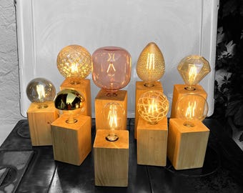 KLOTZER table lamp | Handmade wooden lamp - Ideal as a vintage bedside lamp or desk lamp