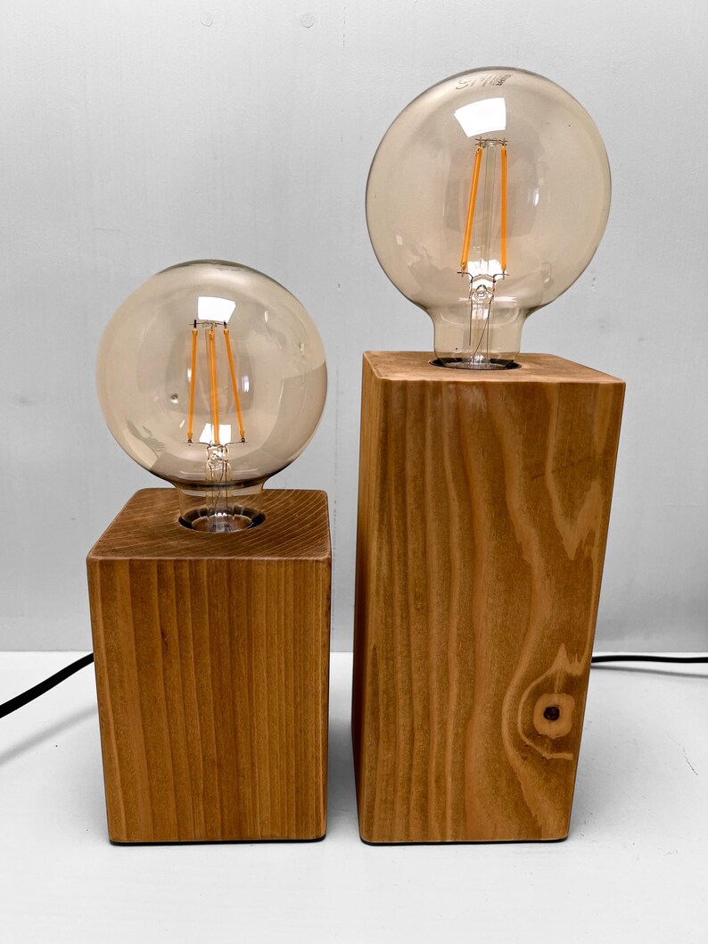 KLOTZER table lamp | Handmade wooden lamp - Ideal as a vintage bedside lamp or desk lamp image 6