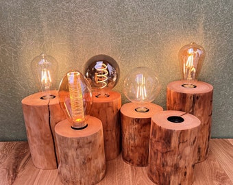 Tischlampe WALDER handgefertigt / Holzlampe / Schreibtischlampe / Nachttischlampe / Dekolampe / Baumstamm