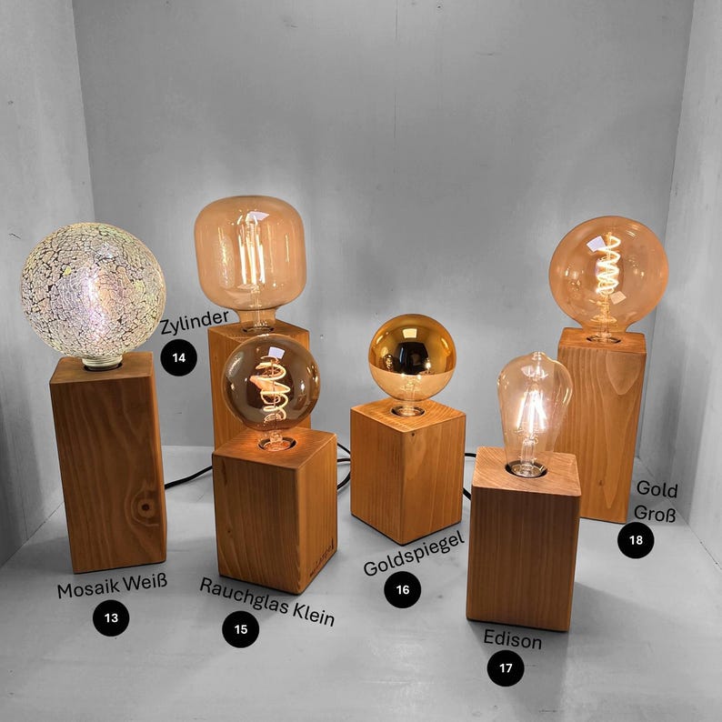 KLOTZER table lamp | Handmade wooden lamp - Ideal as a vintage bedside lamp or desk lamp image 4