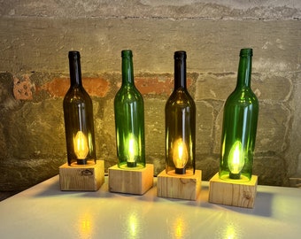 Tischlampe WEINLAMPE handgefertigt / Dekolampe / Nachttischlampe / Barbeleuchtung / Upcycling