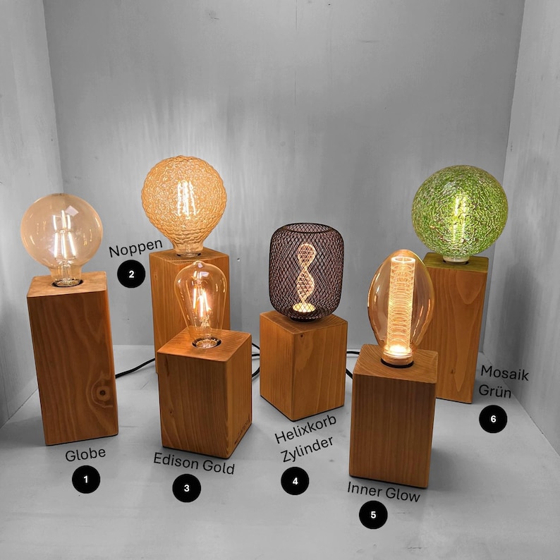 KLOTZER table lamp | Handmade wooden lamp - Ideal as a vintage bedside lamp or desk lamp image 2
