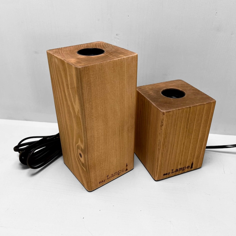 KLOTZER table lamp | Handmade wooden lamp - Ideal as a vintage bedside lamp or desk lamp image 5