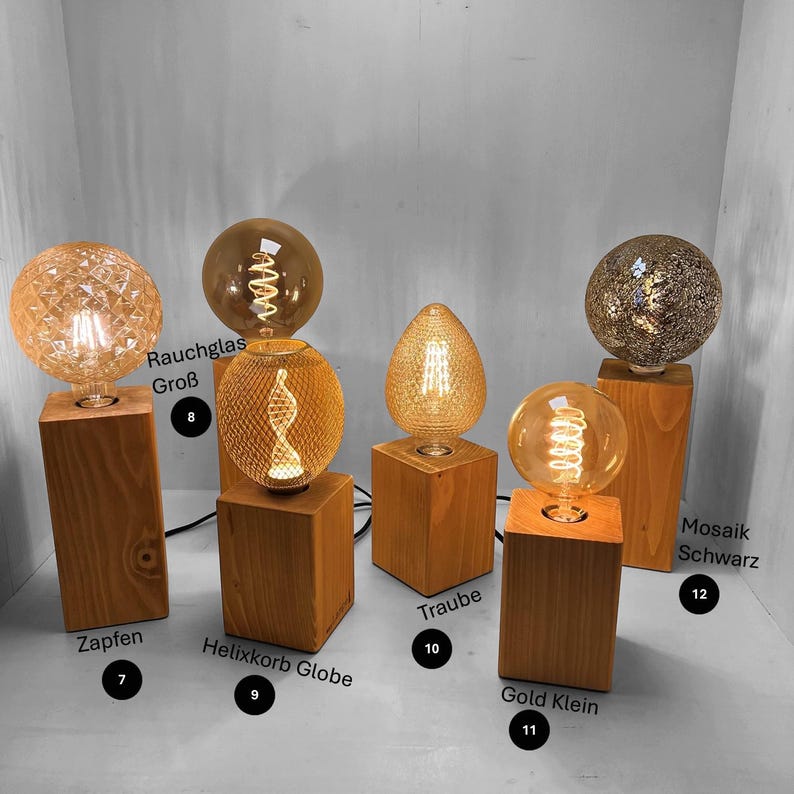 KLOTZER table lamp | Handmade wooden lamp - Ideal as a vintage bedside lamp or desk lamp image 3