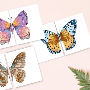Schmetterling Kombinationsspiel, 36 Paare, Schmetterlinge zum Ausdrucken, Kinder zuordnen, Natur, Lernen zu Hause, Insektenkarten, Natur Karteikarten