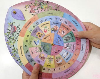 Wheel of the Year, Season Calendar Wheel, Perpetual Calendar Printable, Phenology Nature Wheel, DIY Kids Paper Crafts, Nature Journaling