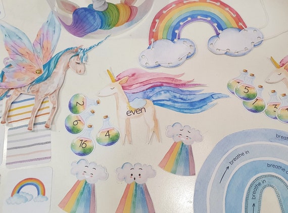 Rainbow Activity Pack, Unicorn Paper Doll Craft Set, Emotions Learning, Spring Morning Basket, Unicorn Headband, Kids Mindful Breathing