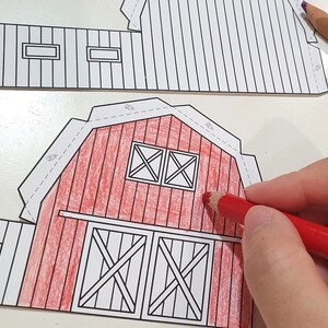 Paper Barn and House Coloring Set, Paper Toy Houses Craft, Printable ...