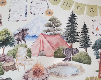 Camping Pretend Printable Playset, Camping Dramatic Play, DIY Kids Paper Campground Craft, Camp Pretend Kit, Money Math, Camping Activity