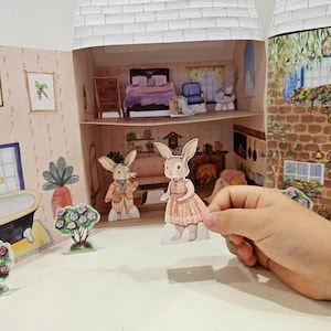Rabbit Dollhouse Printable, Bunny Paper House, 3D Paper Dollhouse, DIY ...