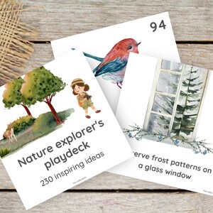 Nature Explorer's Playdeck - 230 Inspiring Ideas, Nature Play and Craft Idea Cards, Montessori, Activities for Homeschool & Kindergarten