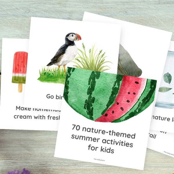 70 Summer Activities for Kids, Craft Ideas, Nature-themed Activity Cards, Sensory Play, Montessori, Homeschool & Preschool Activities