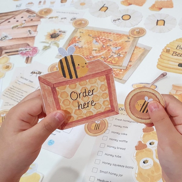 Beekeeper Dramatic Play Set, Honey Market Pretend Play, Beehive Inspection Set, Bee Life Cycle, Honeybee Cards, Flowers for Bees Poster