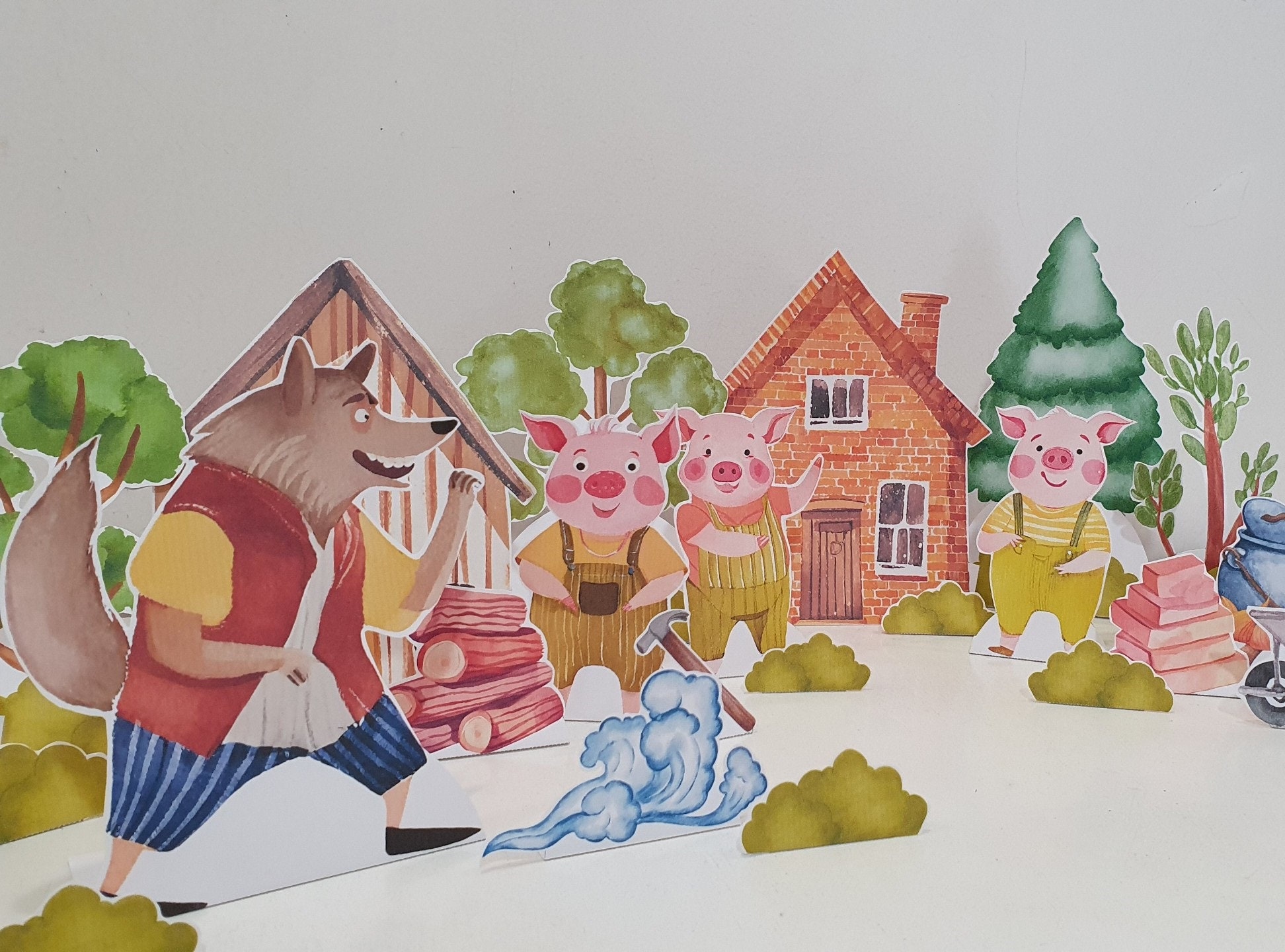 Three Little Pigs Story Printable Play Set Fairytale Etsy Three Little Pigs Story Printable Play Set Fairytale Etsy