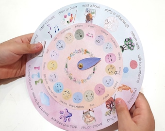 Emotion Wheel Printable, Kids Feeling Board, Montessori Classroom Decor, DIY Kid Paper Crafts, Feeling Circle Time, Kids Feeling Learning