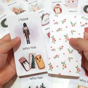 I have Who has - Jeu de Noël à imprimer, cartes de Noël, activité de Noël pour les enfants d'âge préscolaire, jeu éducatif, activité de vacances en classe