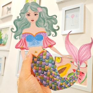Articulated Mermaid Paper Dolls, Mermaid Paper Craft, Movable Paper Dolls, DIY Kids Paper Crafts, Printable Mermaid Dolls, Ocean Paper Craft