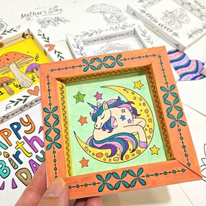 3D Paper Frames Coloring, Greeting Cards for Mother’s Day, Birthday Cards, Valentine’s Day, Thank You Card Printable, Seasonal Paper Display