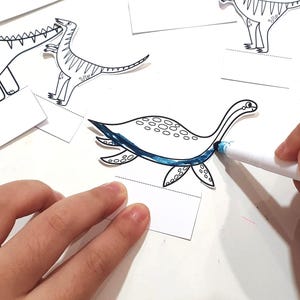 Dinosaur Coloring Diorama, Printable Diorama, Dinosaur Playset, DIY Kids Paper Scene Crafts, Dinosaur Pretend Play, Dinosaur Paper Puppets image 2