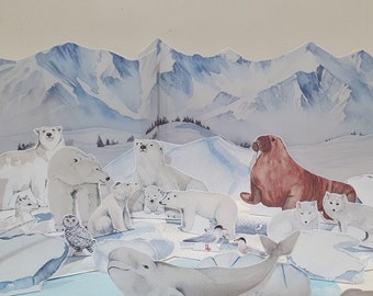 Bouw de Arctische Habitat, Afdrukbaar Diorama, DIY Kids Polar Bear Paper Craft, Polar Animal Habitat Winter Unit, Arctic Animal Puppet Playset