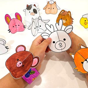 Braccialetti di carta con animali per bambini, animali della fattoria e del bosco, fai da te per bambini, primavera, estate, autunno e inverno, braccialetti dell'amicizia e della natura