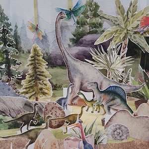 Build a Dinosaur World, Printable Diorama, Dinosaur Play Set, Forest Paper Scene, DIY Kids Paper Craft, Small World Play, Dinosaur Puppets