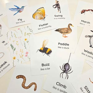 20 Animal Movement Cards, Movement Activity, Action Cards, Circle Time, Educational Preschool, Calm Down Activity, Montessori Flashcards image 3
