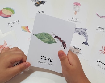 16 Summer Movement Cards for Kids, Seasonal Movement Cards, Kids Action Cards, Circle Time, Educational Preschool, Kids Calm Down Activity