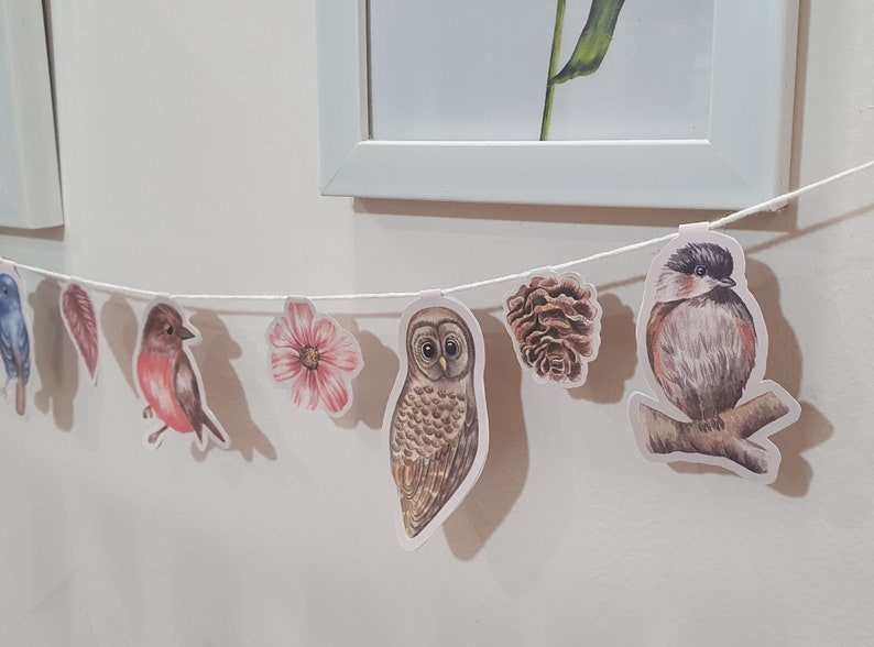Printable Bird Garland, DIY Paper Bird Decor, Nature Classroom & Home