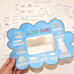 Pósteres y flipbook sobre tipos de nubes, Observador de nubes y diario, Ciencias de la Tierra, Identificación de nubes, Actividad meteorológica, Manualidades de papel para niños
