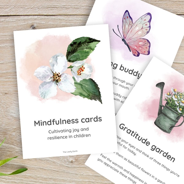 Mindfulness Cards for Kids, Mindfulness Exercise, Wellness, Positive, Positivity Cards, Mindful, Montessori Flashcards, Kids Mental Health