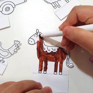 Farm Coloring Diorama, Printable Farm Diorama, Farm Playset, Paper Scene, Kids Paper Craft, DIY Paper Toy, Pretend Play, Farming Unit Study image 2