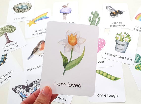 16 Kids Affirmation Cards, Kids Daily Positivity Cards, Motivational Cards, Nature Cards, Mindful Montessori Flashcards, Kids Mental Health