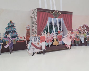 Nutcracker Ballet Paper Puppet Theater, Christmas Ballet Printable Playset, Xmas Paper Dolls, DIY Kid Paper Craft, Nutcracker Toys for Kids