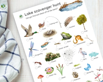 Lake Scavenger Hunt, Printable Nature Scavenger Hunt, Camping Activities for Kids, Outdoor Activities, Nature Education, Printable Games