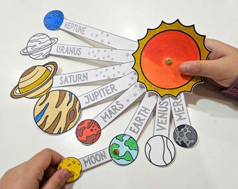 Solar System Model Coloring, DIY Kids Paper Crafts, Kids Coloring, Space STEM Activity, Planetary Order, Homeschool Montessori Astronomy