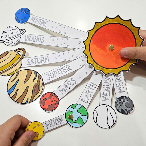 Solar System Model Coloring, DIY Kids Paper Crafts, Kids Coloring, Space STEM Activity, Planetary Order, Homeschool Montessori Astronomy