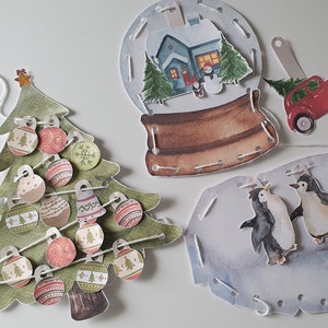 Winter-Schnürkarten, Weihnachtsaktivitätskarten, Kindersaison-Handarbeit, Lernspiele, Montessori-Vorschul-Feinmotorik-Aktivität