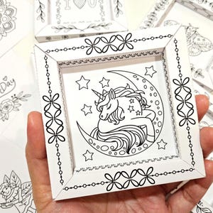 Marcos de papel 3D para colorear, tarjetas de felicitación para el Día de la Madre, tarjetas de cumpleaños, día de San Valentín, tarjetas de agradecimiento imprimibles, exhibición de papel de temporada