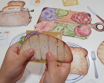 Make a Sandwich, Numbers and Counting, Sandwich Playset, Kids DIY Food Paper Craft, Food Dramatic Play, Restaurant Pretend Play, Early Math