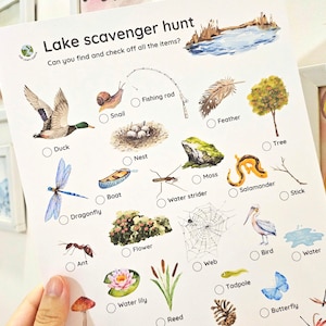 Lake Scavenger Hunt, Printable Nature Scavenger Hunt, Camping Activities for Kids, Outdoor Activities, Nature Education, Printable Games