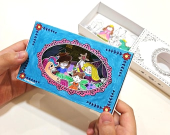 Fairy and Princess Mini World Box Craft, Printable 3D Paper Scene for Kids, DIY Kids Paper Toy, Storytelling, Paper Craft, Paper Diorama