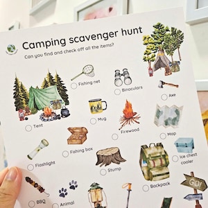 Camping Scavenger Hunt, Printable Nature Scavenger Hunt, Camping Activities for Kids, Outdoor Activities, Nature Education, Printable Games