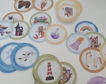 Storytelling Cards, Printable Story Tokens, Imaginative Play, Story Building Activity, Printable Play Set, Kids Game, Magical Story Cards