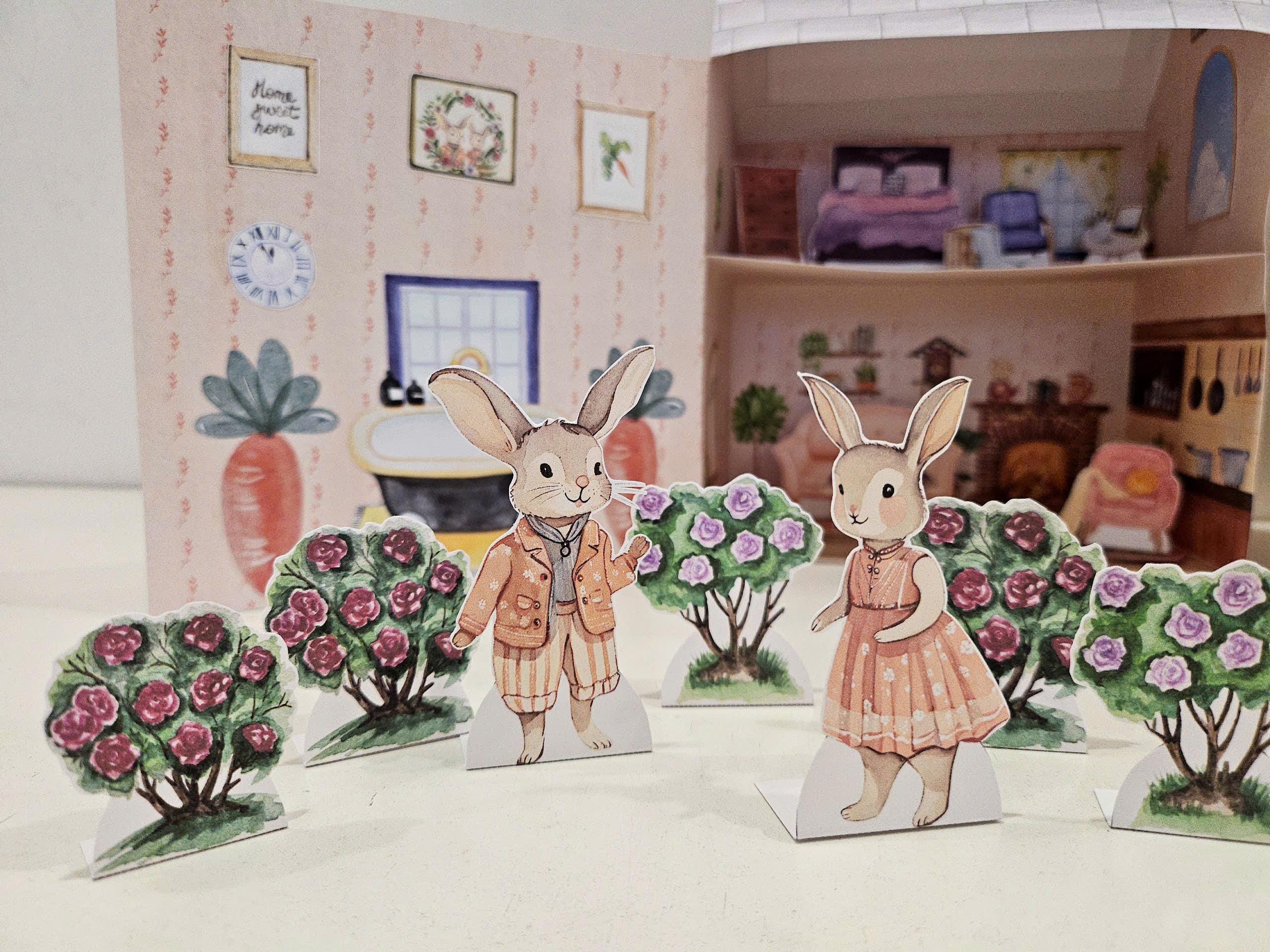 Rabbit Dollhouse Printable, Bunny Paper House, 3D Paper Dollhouse, DIY ...